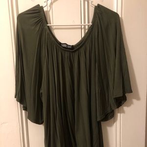 Off the shoulder green top